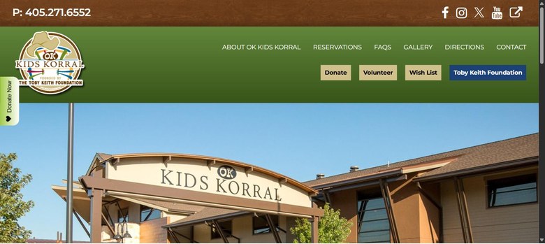 Toby Keith's OK Kids Korral website