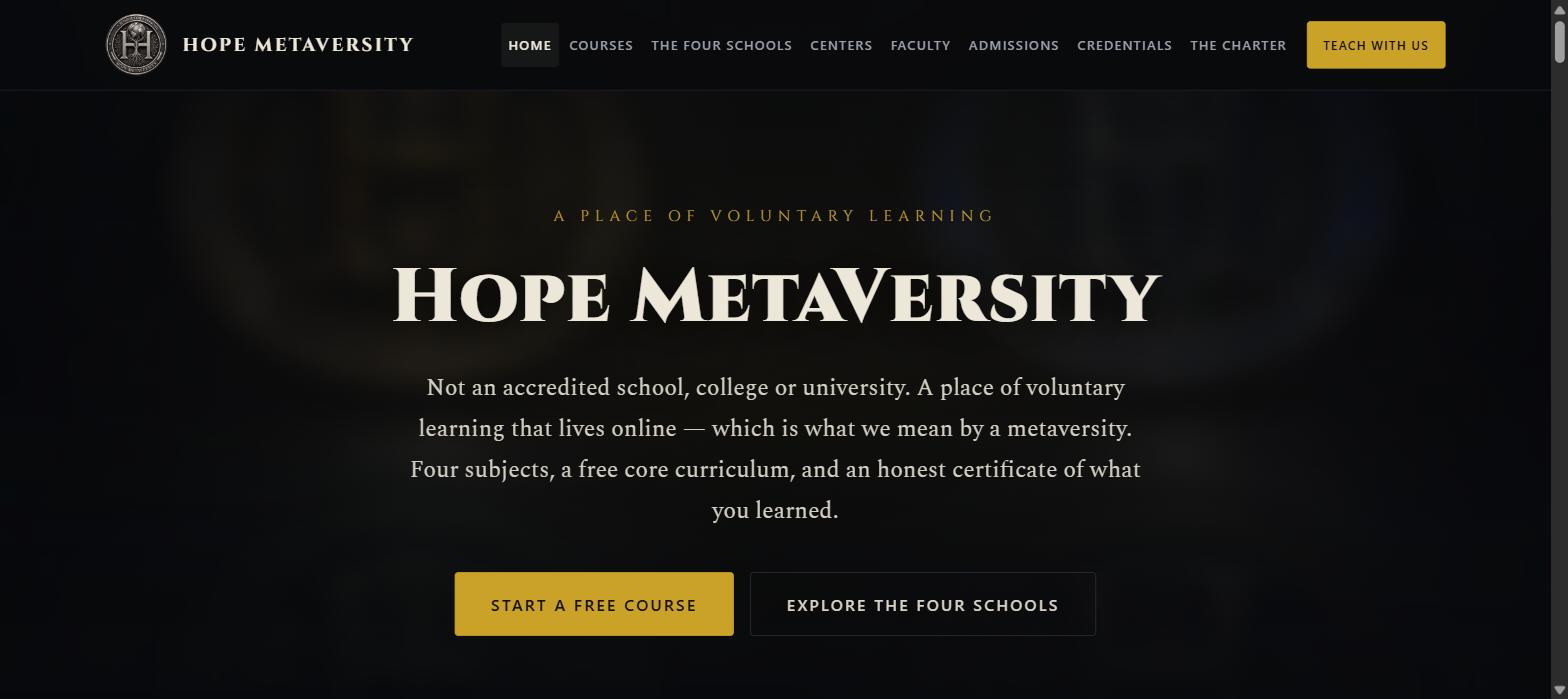 Hope MetaVersity website