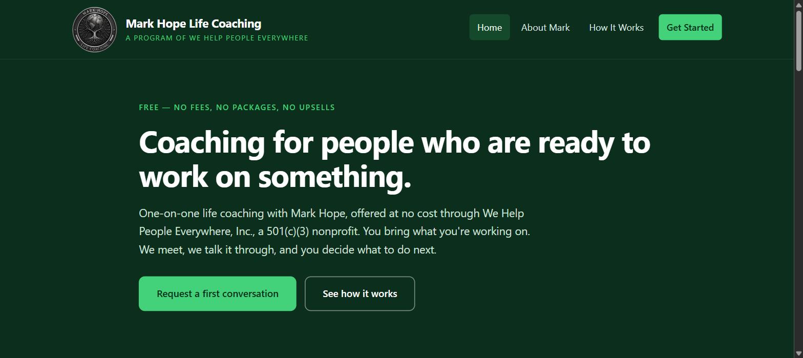 Mark Hope Life Coaching website