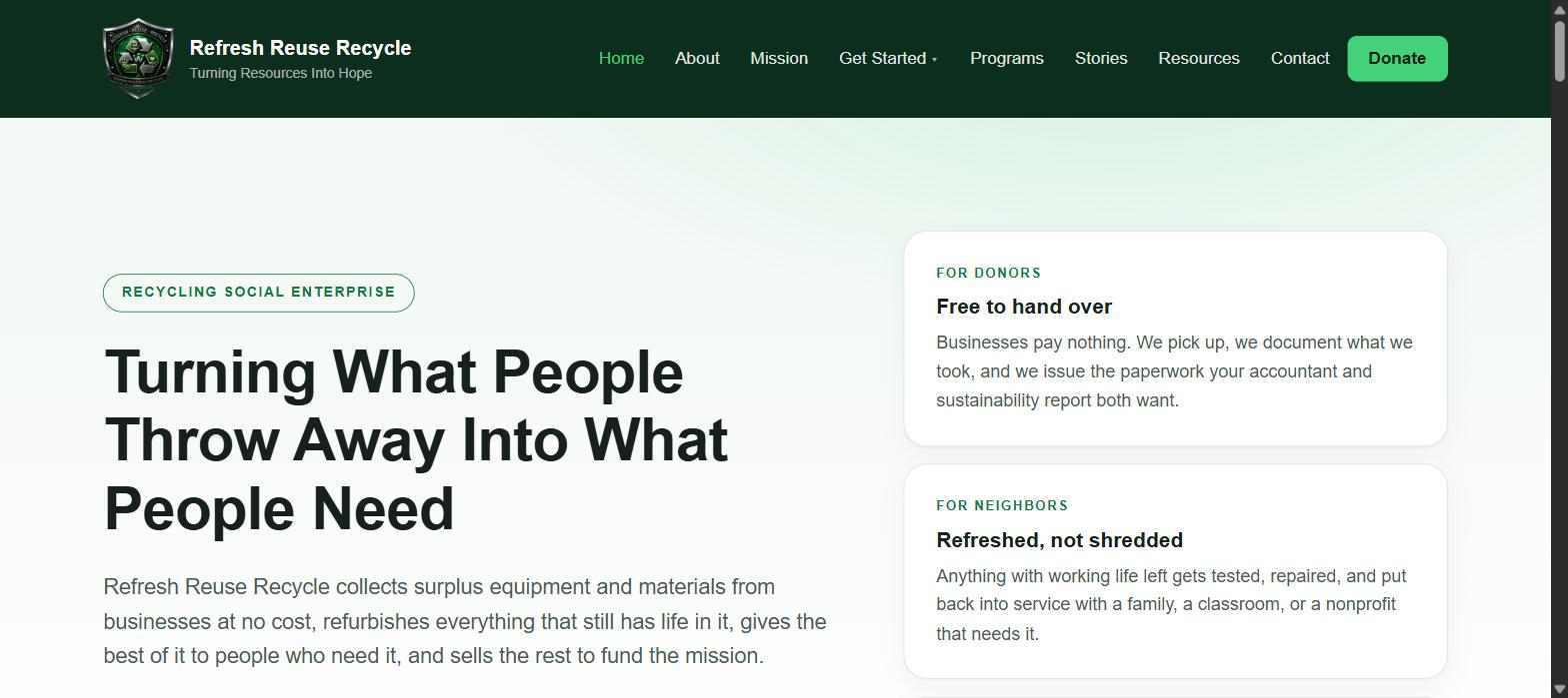 Refresh Reuse Recycle website